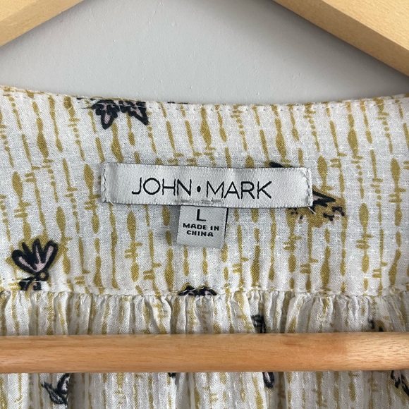 John Mark | Yellow & Blue Patterned 3/4 Length Sleeve Shirt - Picture 4 of 7